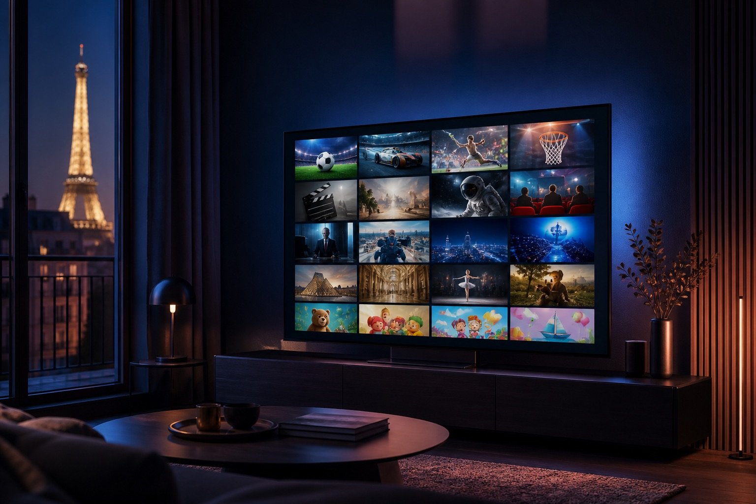 Catalogue de chaînes IPTV France organisé par sport, cinéma, information et jeunesse